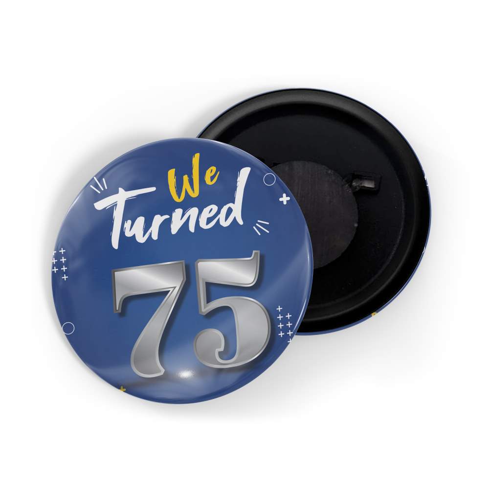 dhcrafts Fridge Magnet Blue We Turned 75 D2 Wedding / Anniversary / Ceremony / Valentine / Office / Firm / Celebration Glossy Finish Design Pack of 1